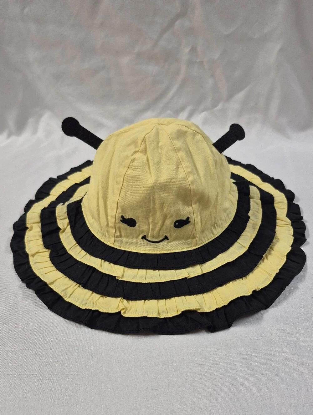 Gymboree Baby Girls Bumble Bee Ruffle Sun Hat Cotton Yellow Black Sz 2T-3T NWT